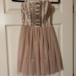 NWOT Teeze Me Rose Gold Sleeveless Semi Formal Cocktail Dress